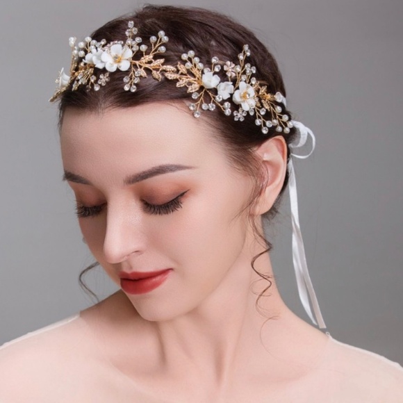 Flower Hair Vine Pearl Bridal Hair Piece Floral Wedding Headband Bridal Hair Gif - Picture 1 of 3